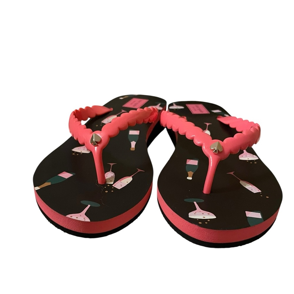 Kate Spade New York Megan Champagne Flip Flop Sandals Black Pink Size 10 NWOT - Picture 5 of 16